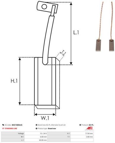 Щітки генератора Peugeot Partner/Expert/Fiat Scudo/Citroen Berlingo 96- Щітки генератора Peugeot Partner/Expert/Fiat Scudo/Citroen Berlingo 96-