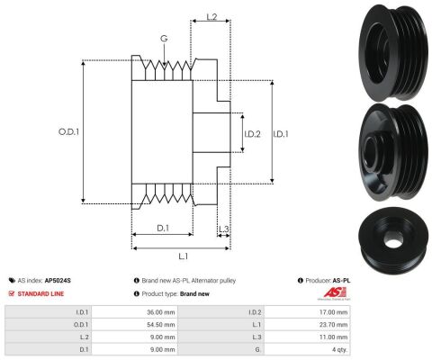 Шків генератора Mitsubishi Galant 2.5 V6 96-04