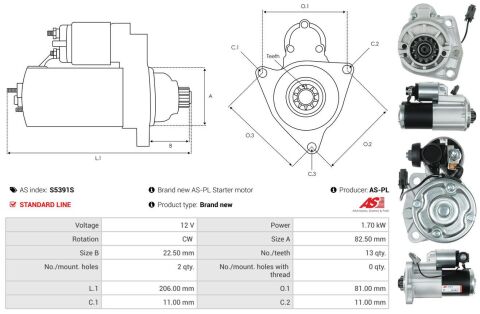 Стартер Nissan X-Trail 07-13 (12V/1.7KW) (z=13) Стартер Nissan X-Trail 07-13 (12V/1.7KW) (z=13)
