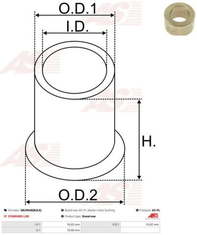 Втулка стартера DAF LF 45 01- (10.03x16.02x10) Втулка стартера DAF LF 45 01- (10.03x16.02x10)