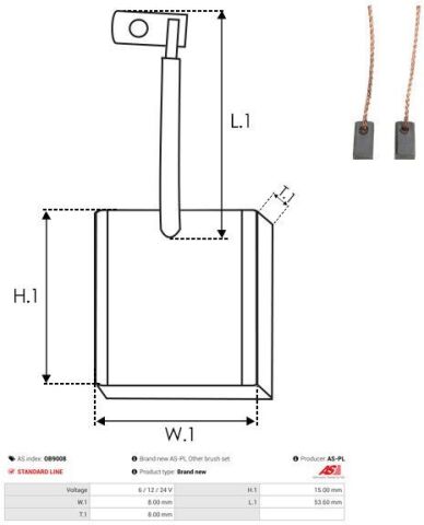 Щітки генератора (6/12/24V) (8x15x53.6) (вугільні)