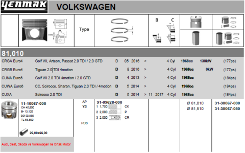 Поршень с кольцами і пальцем (размер отв. 81.01 / std) vw, audi, skoda (cuna-cuwa-cuna-cuna euro6 – crga-crgb euro4) Поршень с кольцами і пальцем (размер отв. 81.01 / std) vw, audi, skoda (cuna-cuwa-cuna-cuna euro6 – crga-crgb euro4)