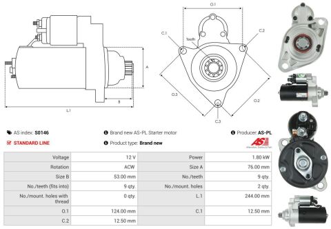 Стартер VW Golf III 2.8-2.9 VR6 /IV 2.3 V5 92-06 (12V/1.8kw) (z=9) Стартер VW Golf III 2.8-2.9 VR6 /IV 2.3 V5 92-06 (12V/1.8kw) (z=9)