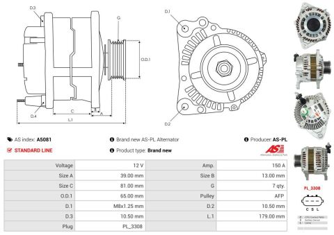 Генератор Nissan Navara/Pathfinder 2.5dCi 4WD 05- (12V/150A)