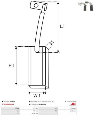 Щітки генератора (12/24V) (5x7.9x21.8) (вугільні)
