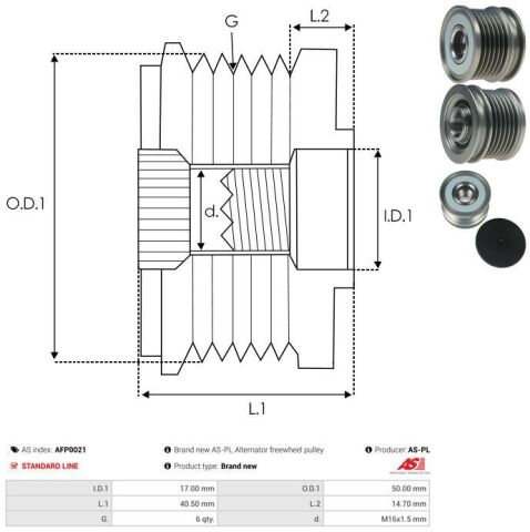 Шків генератора MB Sprinter/Vito CDI , 6PK, OM611/OM612/OM642/OM646/OM651