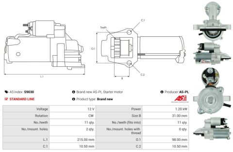 Стартер Ford Transit 2.3 16V 06-14 (12V/1.2KW) (z=11) Стартер Ford Transit 2.3 16V 06-14 (12V/1.2KW) (z=11)