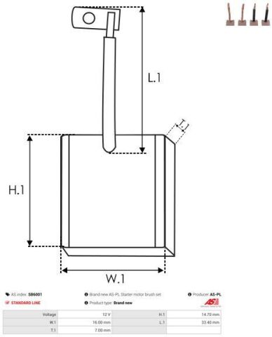 Угольная щетка, стартер