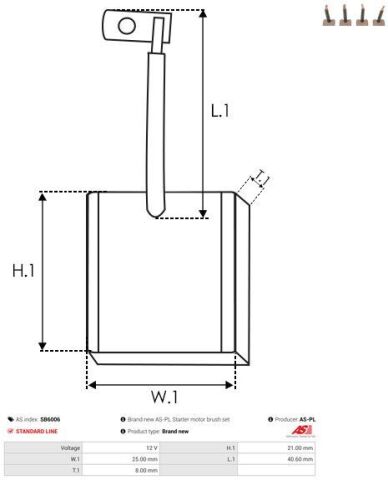 Угольная щетка, стартер