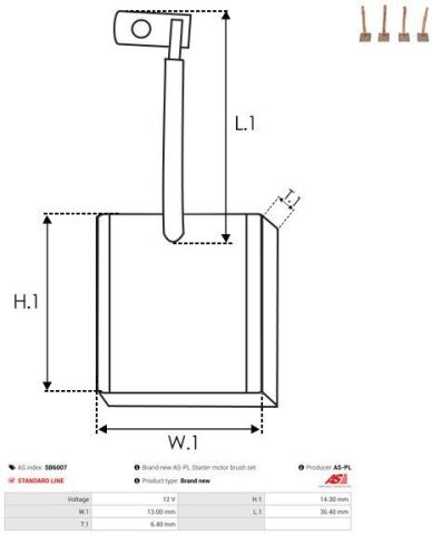 Угольная щетка, стартер Угольная щетка, стартер
