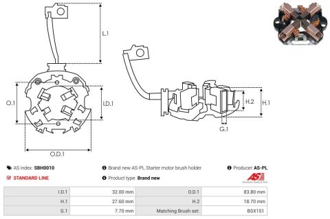 Кронштейн, угольная щетка