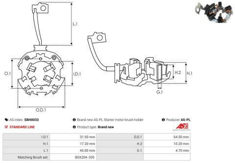 Щіткотримач стартера VW Golf/Polo 1.2-1.6 05-