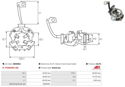 Кронштейн, угольная щетка