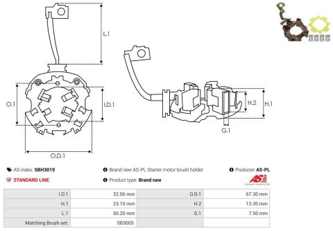 Щеткодержатель стартера VW Caddy III/T5 1.9 TDI 03-10