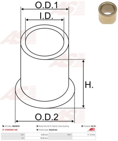 Втулка, вал стартера
