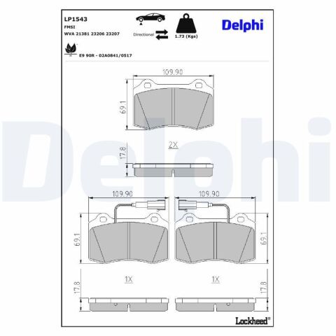 Комплект тормозных колодок, дисковый тормоз