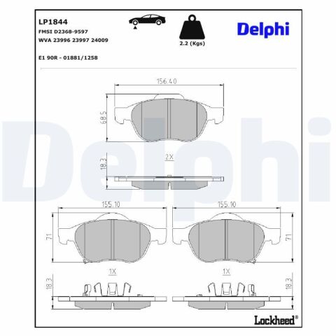 Комплект тормозных колодок, дисковый тормоз