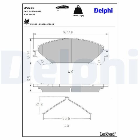 Комплект гальмівних накладок, дискове гальмо
