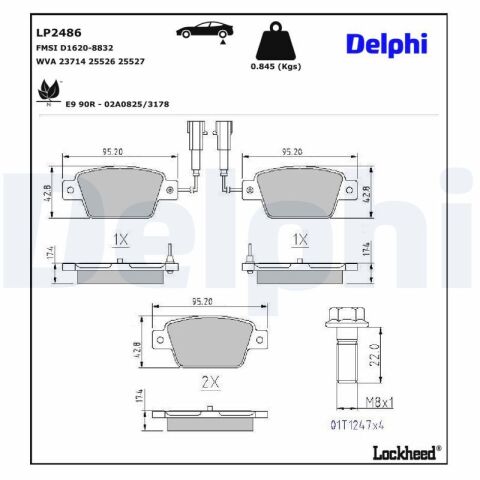 Комплект гальмівних накладок, дискове гальмо