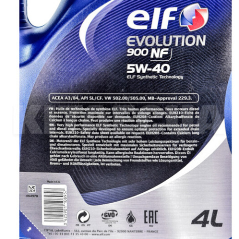 Моторна олива ELF Evolution 900 NF 5W-40, 4 літри Моторна олива ELF Evolution 900 NF 5W-40, 4 літри