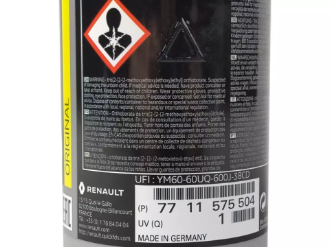 Гальмівна рідина RENAULT DOT4+ ISO Class 6, 0,5 літра Гальмівна рідина RENAULT DOT4+ ISO Class 6, 0,5 літра