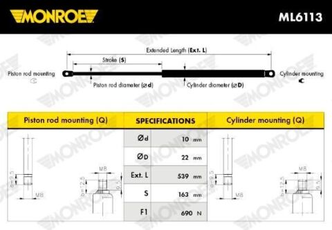 Газовая пружина, крышка багажник