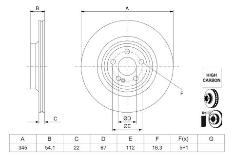 Диск гальмівний (задній) MB GLE (V167/C167)/GLS (X167) 18- (345x22)