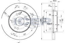 Диск тормозной (передний) MB E-class (W124/S124/C124) 93-98/MB 190 82-93 (284x22)(с покр.)(вентил.)
