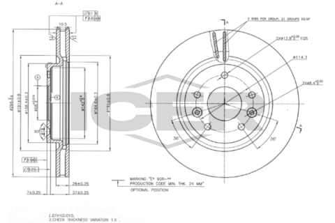 Диск тормозной (передний) Nissan Qashqai II/X-trail 13-/Renault Kadjar 15- (296x26)