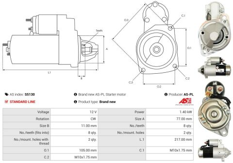 Стартер 12V 1.40kW Стартер 12V 1.40kW