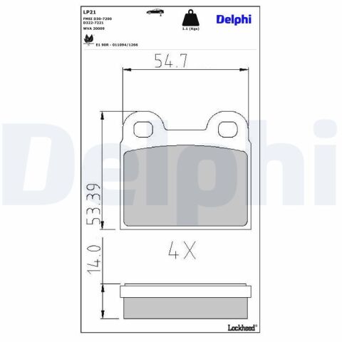Комплект гальмівних накладок, дискове гальмо