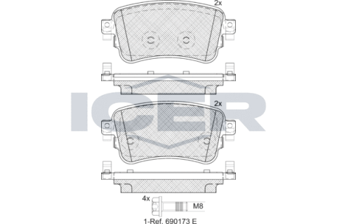 Тормозные колодки (задние) Citroen Jumpy/C4/Peugeot Expert 16-/Opel Vivaro 19-/Fiat E-Scudo 22-