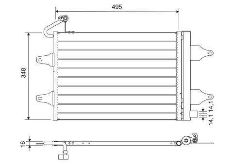 Радіатор кондиціонера Skoda Fabia/Roomster/VW Polo 1.0-2.0/1.4-1.9D 99- Радіатор кондиціонера Skoda Fabia/Roomster/VW Polo 1.0-2.0/1.4-1.9D 99-