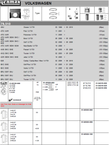 Поршень с кольцами і пальцем (размер отв. 79.76/+0.25) VW SKODA 1,9TDI 1-й / 2-й циліндр !!! (BJB,AVQ,ATD,AXR,AVB Поршень с кольцами і пальцем (размер отв. 79.76/+0.25) VW SKODA 1,9TDI 1-й / 2-й циліндр !!! (BJB,AVQ,ATD,AXR,AVB
