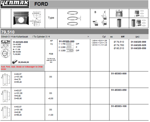Поршень с кольцами і пальцем (размер отв. 79.76/+0.25) VW SKODA 1,9TDI 3-й / 4-й циліндр !!! (BJB,AVQ,ATD,AXR,AVB Поршень с кольцами і пальцем (размер отв. 79.76/+0.25) VW SKODA 1,9TDI 3-й / 4-й циліндр !!! (BJB,AVQ,ATD,AXR,AVB