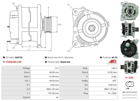 Генератор 12V 140A Генератор 12V 140A