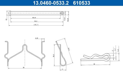 Монтажный комплект тормозной накладки