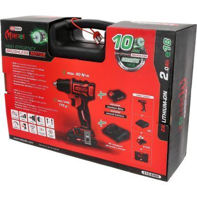 Аккумуляторный дрель-гайковерт eMONSTER, 4 предмета