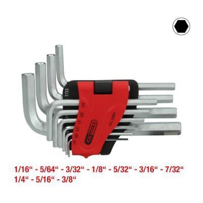 Комплект кутових штифтових ключів 1/16"-3/8" 10 шт