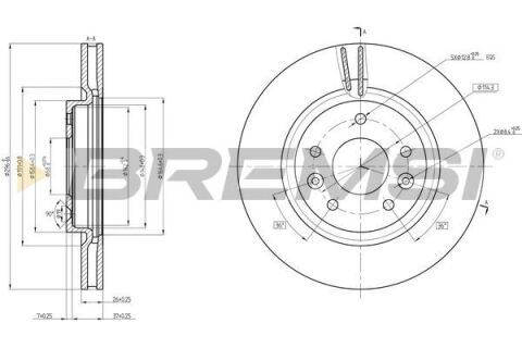 Тормозной диск передний Qashqai II/X-Trail/Leaf/Kadjar 10- (296x26)