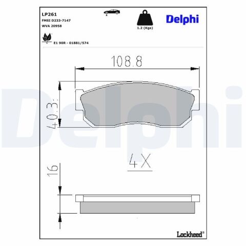 Комплект тормозных колодок передний , NISSAN CHERRY III, SUNNY I, II, SUNNY/KOMBI SUBARU JUSTY I/HATCHBACK, LIBERO, REX II 0.5-1.8 08.81-02.00