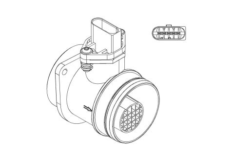 Расходомер воздуха T5 1.9TDI 03-/Caddy 1.9TDI/2.0SDI 04-