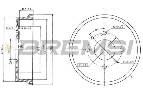 Тормозной барабан задний Colt/Forfour 03-12 Тормозной барабан задний Colt/Forfour 03-12