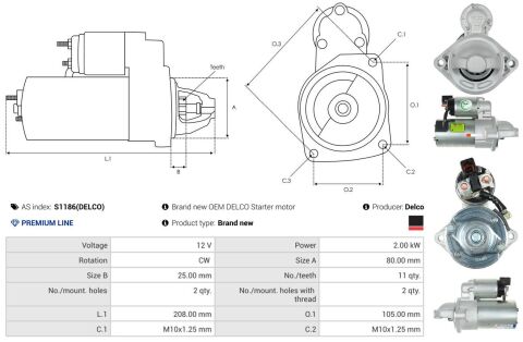 Стартер Hyundai Santa Fe II/III 09-18/Kia Sorento II 2.0-2.2 CRDi 09-15 (12V/2.0kw) (z=11) (PREMIUM) Стартер Hyundai Santa Fe II/III 09-18/Kia Sorento II 2.0-2.2 CRDi 09-15 (12V/2.0kw) (z=11) (PREMIUM)