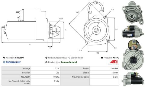 Стартер Renault Laguna 2.2dCi 01- (2.4kw) (z=10)