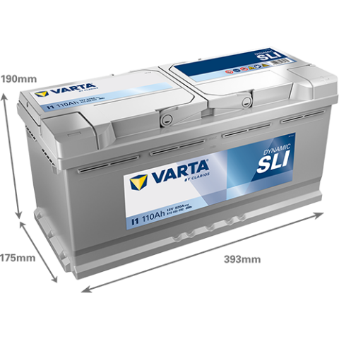 Аккумулятор VARTA 12 В 110Ач./920А (EN) Dynamic SLI (R+) 393x175x190 B13 - монтажный фланец 10.5мм (пусковой)
