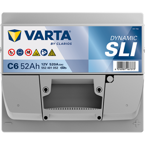 Аккумулятор VARTA 12 В 52Ач./520А (EN) Dynamic SLI (R+) 207x175x175 B13 - монтажный фланец 10.5мм (пусковой)