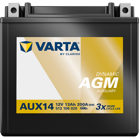 Аккумулятор VARTA 12 В 13Агод./200А AGM AUXILIARY (L+) 150x87x146 B00 - без монтажного фланца Аккумулятор VARTA 12 В 13Агод./200А AGM AUXILIARY (L+) 150x87x146 B00 - без монтажного фланца