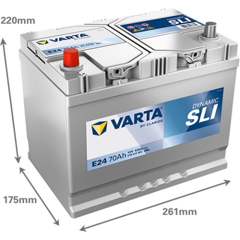 Аккумулятор VARTA 12 В 70Ач./630А (EN) Dynamic SLI (L+) 261x175x220 B01 - монтажный фланец 10.5мм (пусковой)