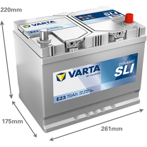 Акумулятор VARTA 12В 70Агод./630А (EN) Dynamic SLI (R+) 261x175x220 B01 - монтажний фланець 10.5мм (пусковий)
